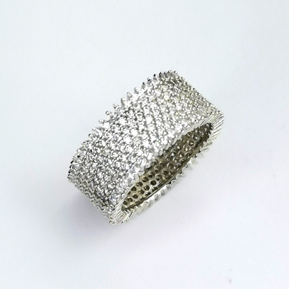 Sterling silver cz wide band eternity band ring size 8.5 🆕